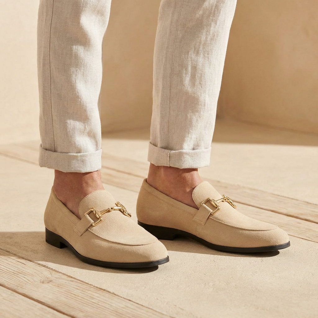 MEN’S LOAFERS | VEGAN SUEDE | BLACK | GOLD DETAIL SLIP-ON