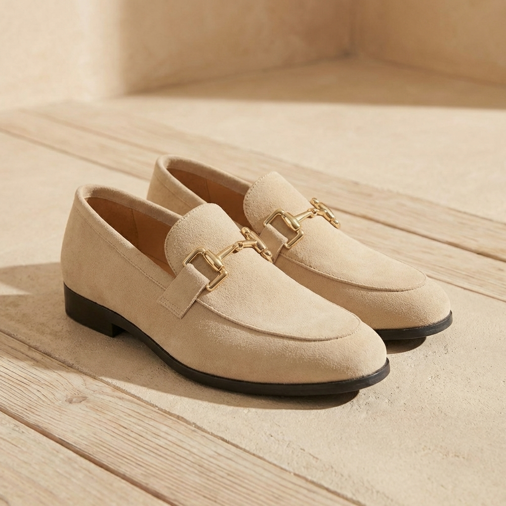 MEN’S LOAFERS | VEGAN SUEDE | BLACK | GOLD DETAIL SLIP-ON
