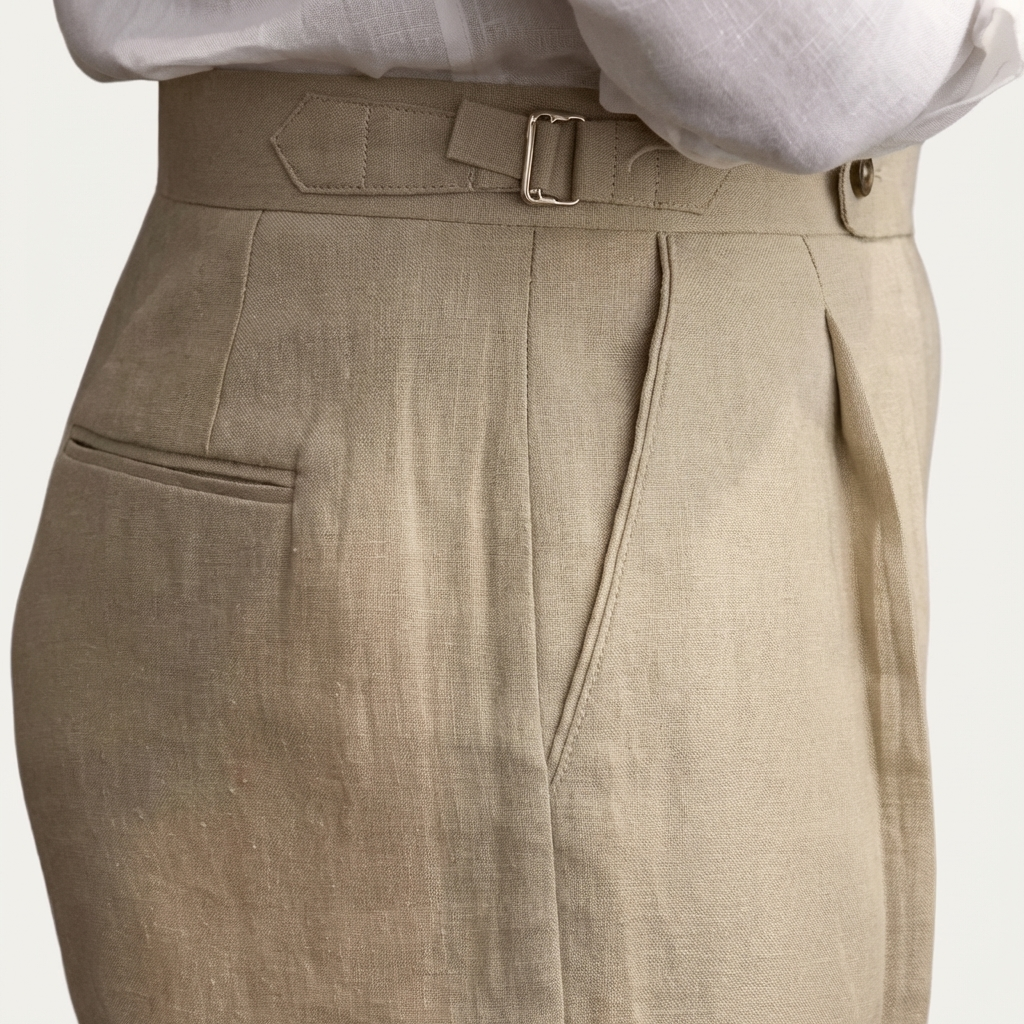 MEN’S PLEATED TROUSERS | LINEN BLEND | CLASSIC STRAIGHT LEG
