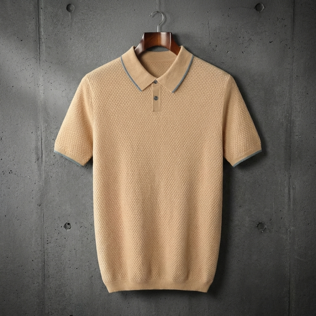 MEN’S POLO | TWO-TONE | MERINO WOOL CASHMERE | SHORT SLEEVE