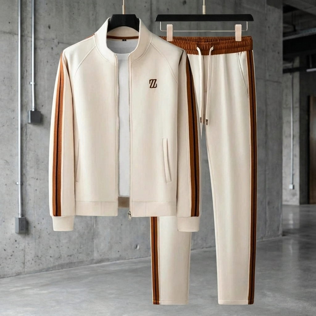 MEN’S TRACKSUIT | TWO-PIECE | KNIT | CONTRAST STRIPES