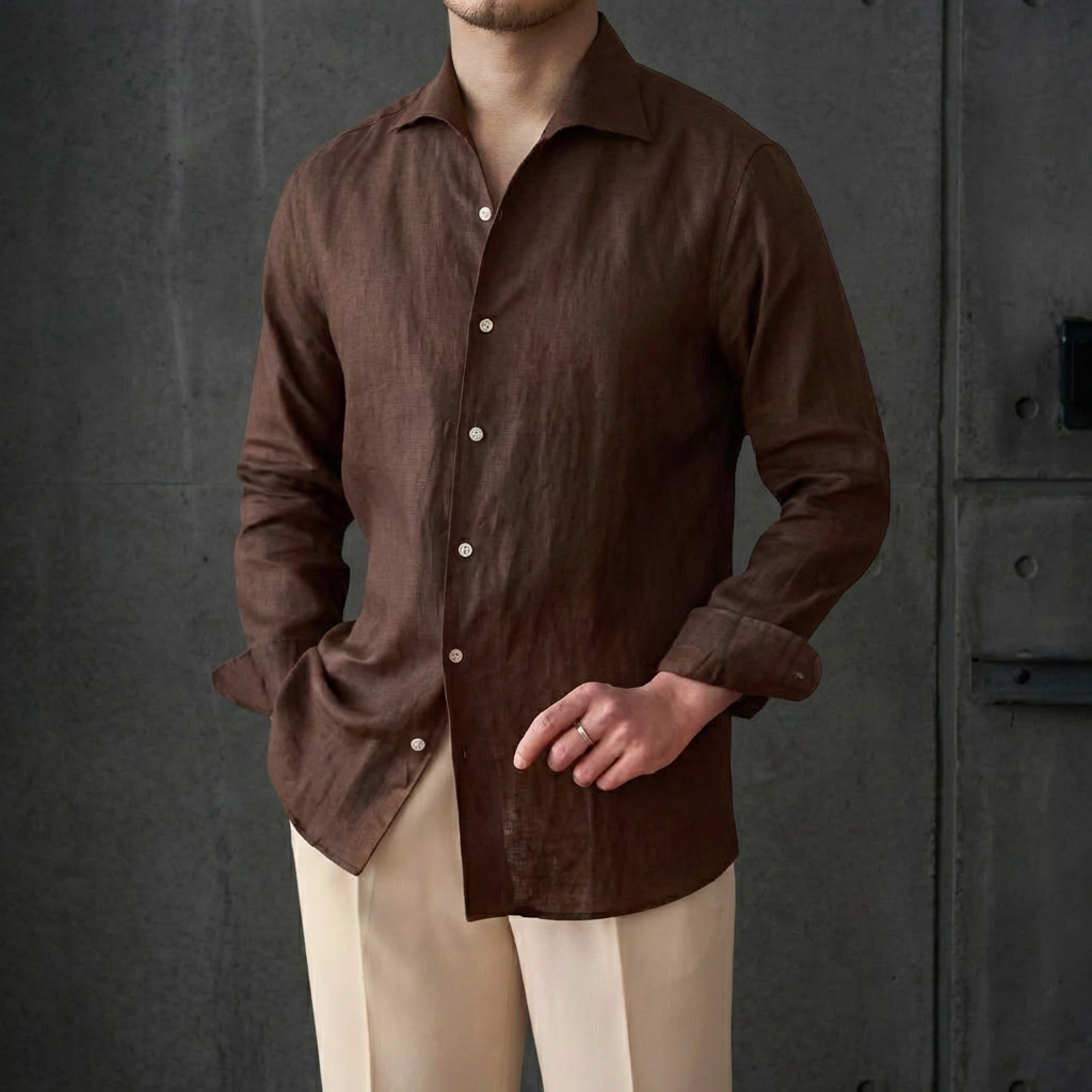 MEN’S SHIRT | LINEN BLEND | LONG SLEEVE | CASUAL