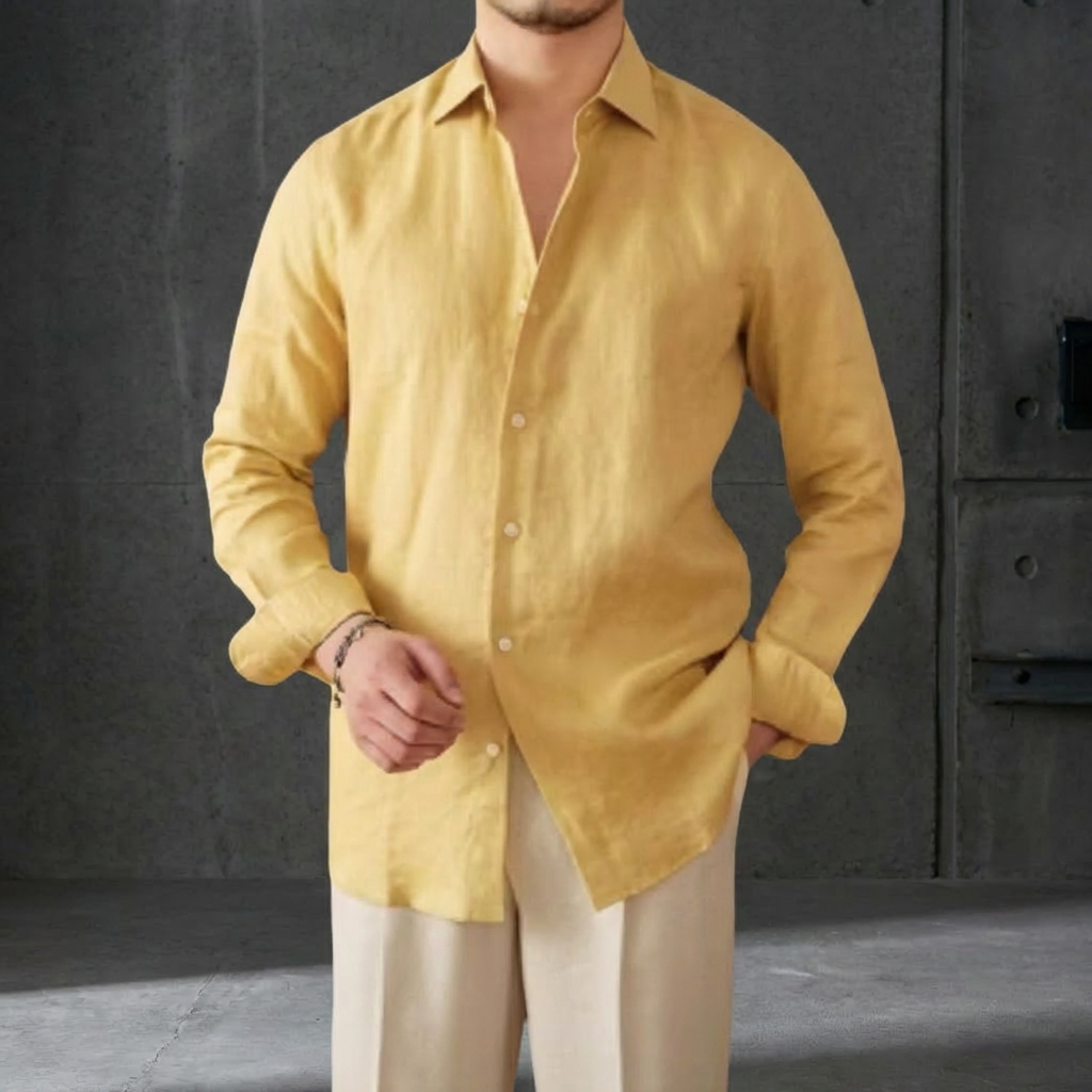 MEN’S SHIRT | LINEN BLEND | LONG SLEEVE | CASUAL