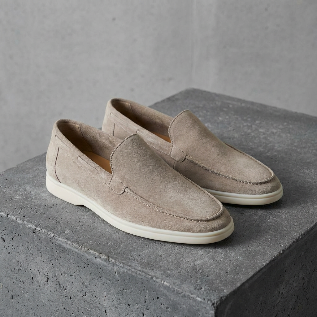MEN’S LOAFERS | VEGAN SUEDE | SLIP-ON | LIGHT GREY