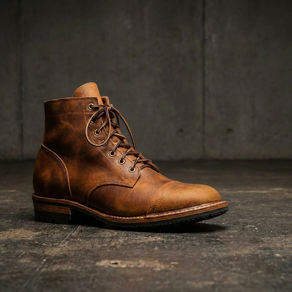 Men’s Cap-Toe Boots | Vegan Leather Lace-Up Footwear