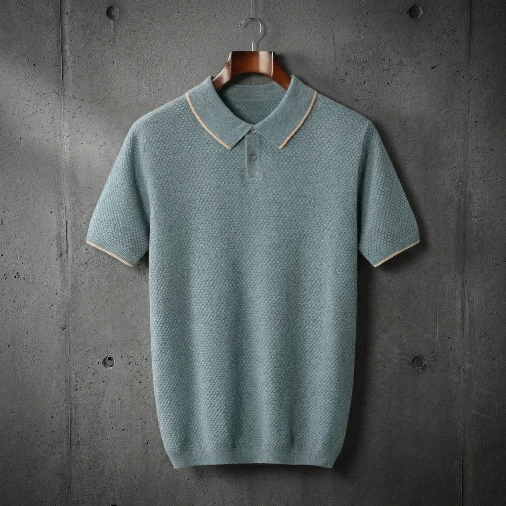MEN’S POLO | TWO-TONE | MERINO WOOL CASHMERE | SHORT SLEEVE
