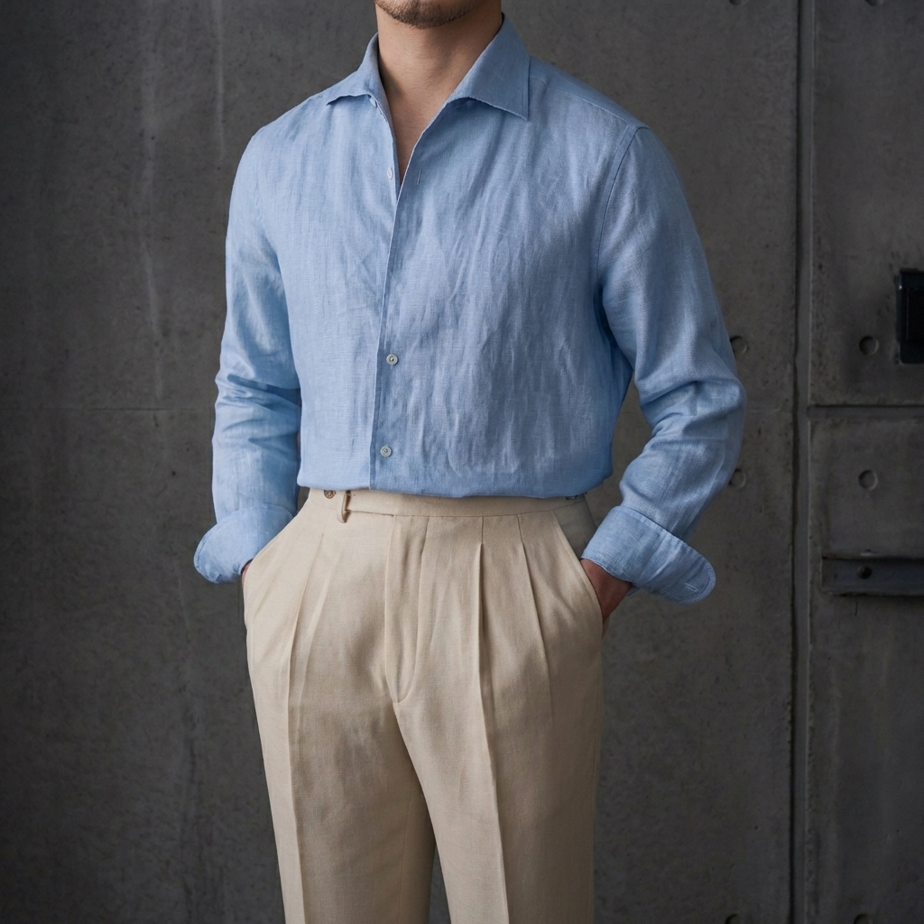 MEN’S SHIRT | LINEN BLEND | LONG SLEEVE | CASUAL