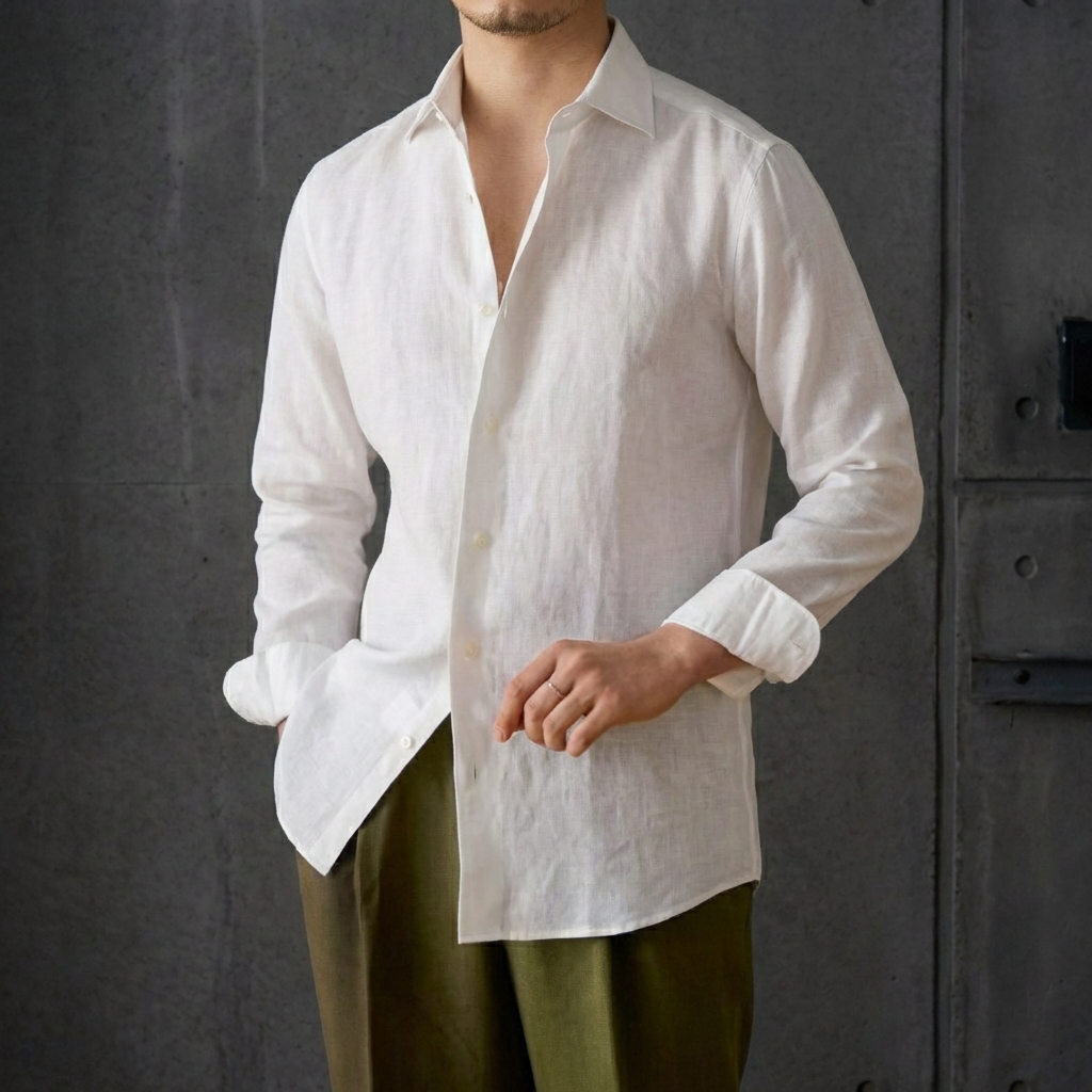 MEN’S SHIRT | LINEN BLEND | LONG SLEEVE | CASUAL