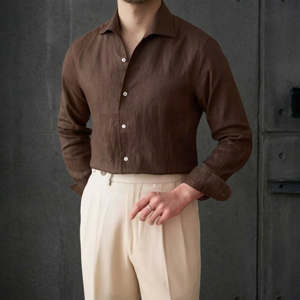 MEN’S SHIRT | LINEN BLEND | LONG SLEEVE | CASUAL
