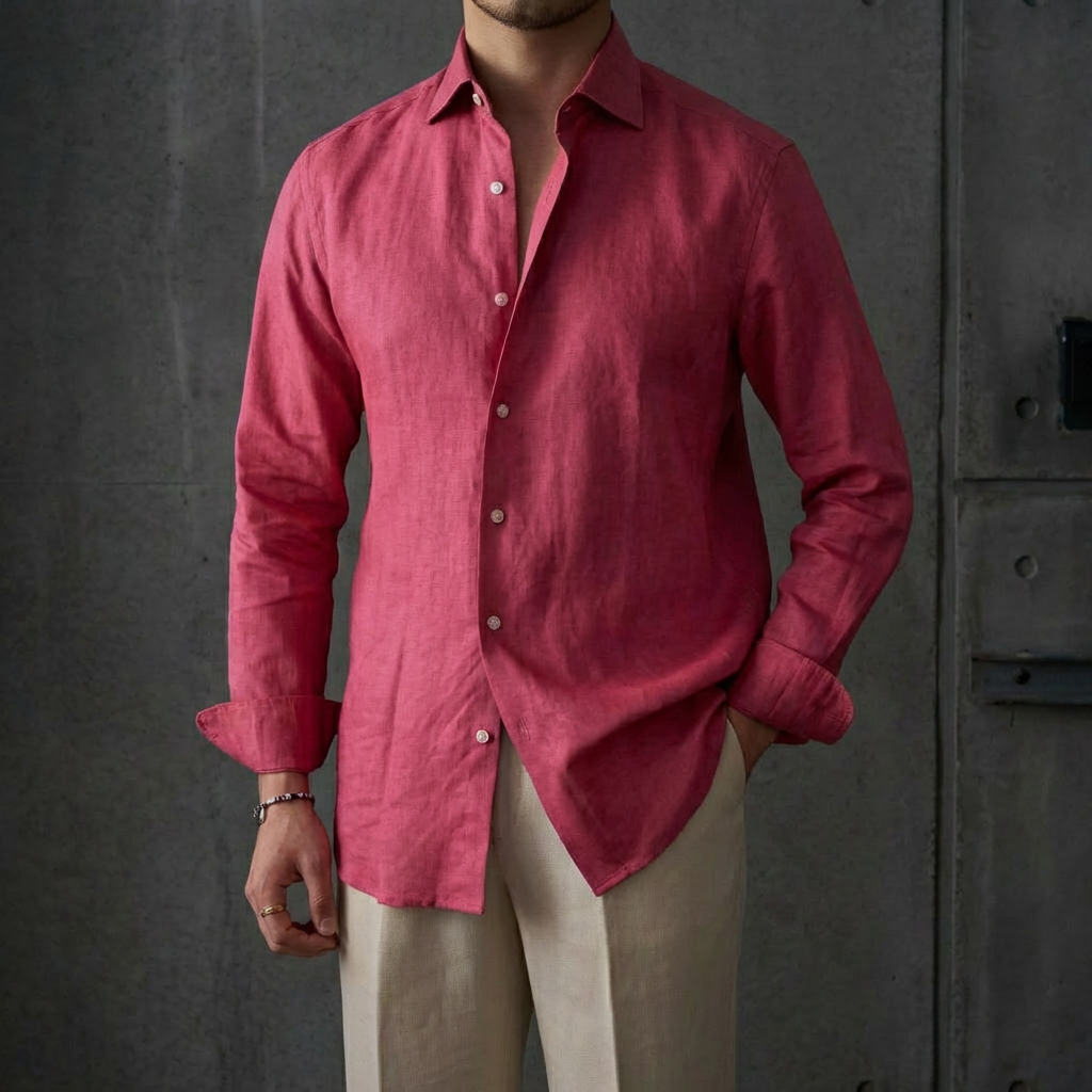 MEN’S SHIRT | LINEN BLEND | LONG SLEEVE | CASUAL