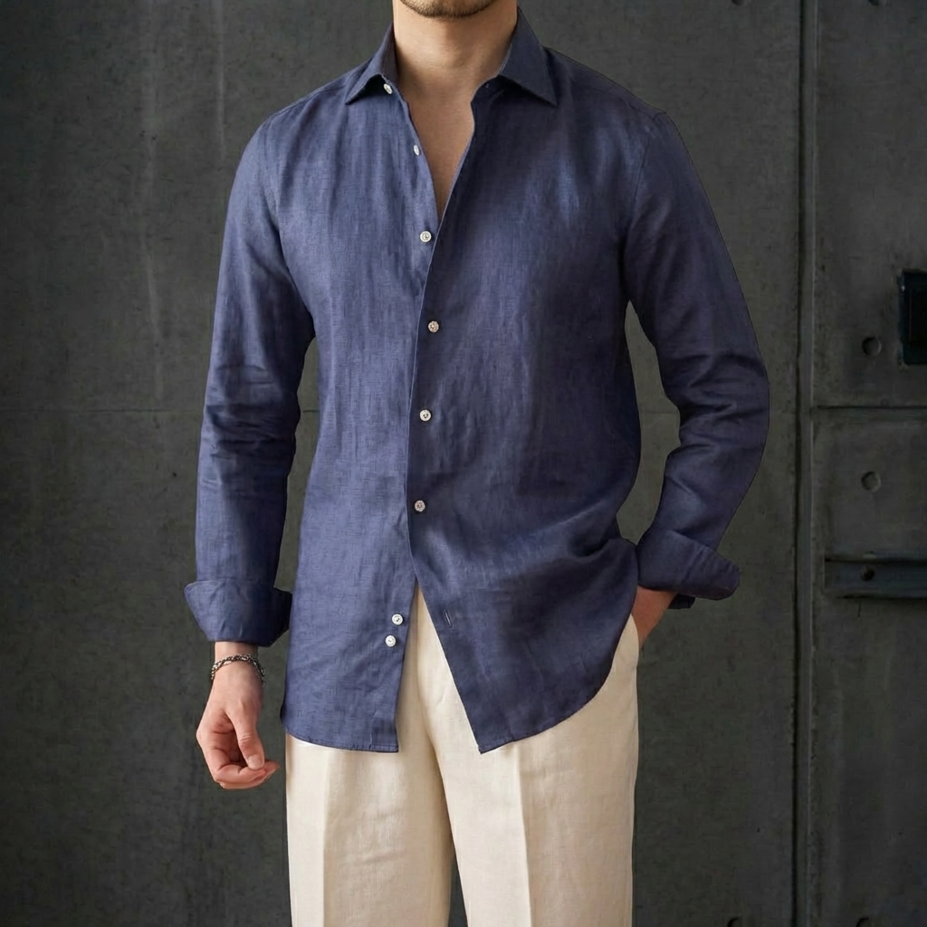 MEN’S SHIRT | LINEN BLEND | LONG SLEEVE | CASUAL